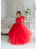 Red Tulle Flower Girl Dress Christmas Party Dress